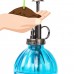 THY COLLECTIBLES Flower Water Spray Bottle Can Pot Plant Mister | Vintage Pumpkin Style Decorative Glass Plant Atomizer Watering Can Pot with Pump for Terrariums Flowers Potted Plants (Blue)   
